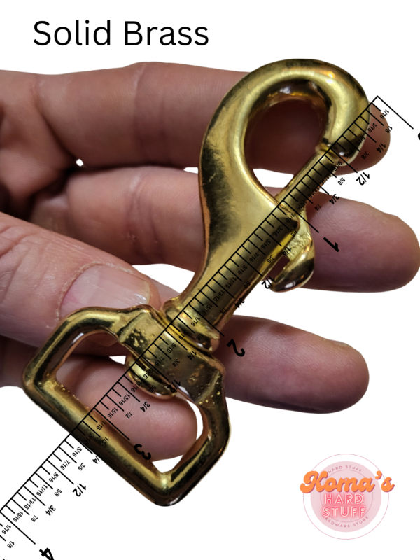 3" x 1 " Solid Brass Swivel Snap hook - Image 2